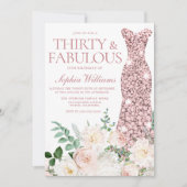 Invitation Blush & Ivory Flowers Rose Gold Gown 30e anniversa (Devant)