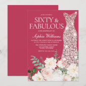 Invitation Blush & Ivory, Rose Gold & Magenta 60e anniversair (Devant / Derrière)