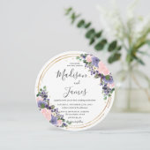Invitation Blush Lavender Floral Mariage Gold Parties scintil (Debout devant)
