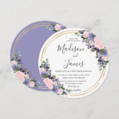 Invitation Blush Lavender Floral Mariage Gold Parties scintil (Devant / Derrière)