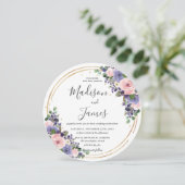 Invitation Blush Lavender Floral Mariage Gold Parties scintil (Debout devant)