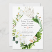 Invitation Blush Lush Paradise Baby shower Floral Tropical (Devant)