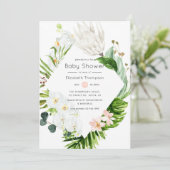 Invitation Blush Lush Paradise Baby shower Floral Tropical (Debout devant)