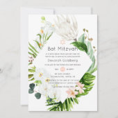 Invitation Blush Lush Paradise Bat mitzvah floral tropical (Devant)