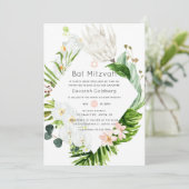 Invitation Blush Lush Paradise Bat mitzvah floral tropical (Debout devant)