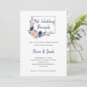 Invitation Blush Marine Floral Géométrique | Post Mariage Bru (Debout devant)