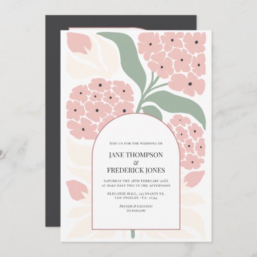 Invitation Blush Meadow Abstract Floral Modern Spring Wedding (Devant / Derrière)