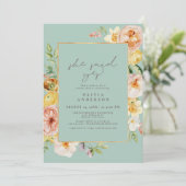 Invitation Blush & Mint Floral Elle A Dit Oui Fête des mariée (Debout devant)