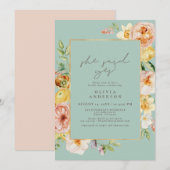 Invitation Blush & Mint Floral Elle A Dit Oui Fête des mariée (Devant / Derrière)