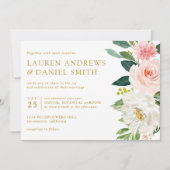 Invitation Blush moderne | Chic Botanical Gold Floral mariage (Devant)