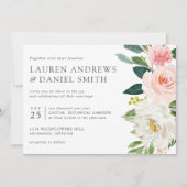 Invitation Blush moderne | Chic Botanique rose mariage floral (Devant)