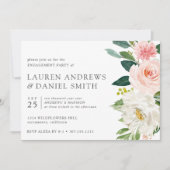 Invitation Blush moderne | Chic Floral Engagement Party (Devant)