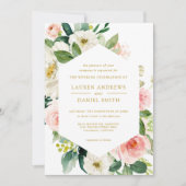 Invitation Blush moderne | Chic Mariage géométrique or floral (Devant)