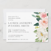 Invitation Blush moderne | Dîner de répétition rose floral ch (Devant)