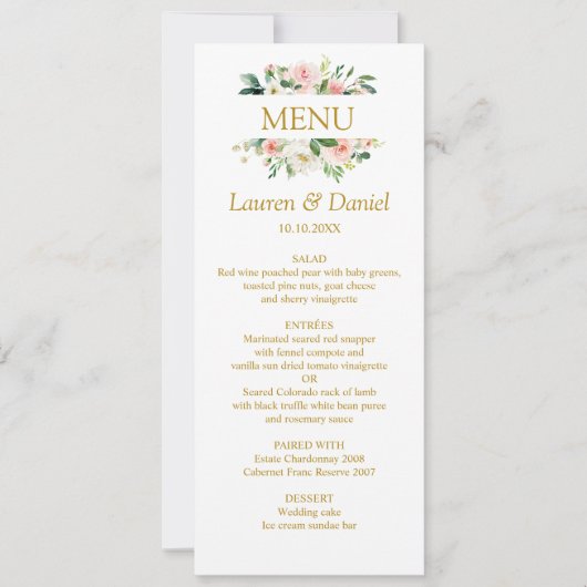 Invitation Blush moderne | Mariage de fleur d'or (Devant)