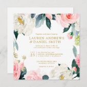 Invitation Blush moderne | Tout en un Gold CUSTOM 1 (Devant / Derrière)