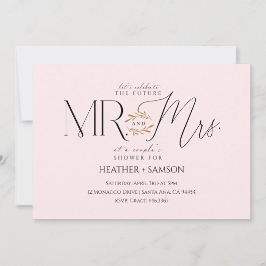 Invitation Blush "Mr. + Mrs." Engagement Shower (Devant)