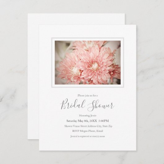 Invitation Blush Mums (Devant / Derrière)