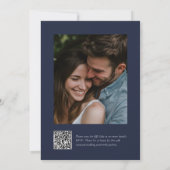 Invitation Blush Navy Blue Modern QR Code Photo Mariage (Dos)