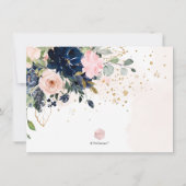 Invitation Blush Navy Blue Watercolor Fleurs Brunch nuptial (Dos)