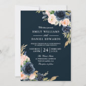 Invitation Blush & Navy Elegant Mariage moderne (Devant)