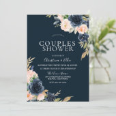 Invitation Blush & Navy Élégant Mariage Moderne pour Couple (Debout devant)