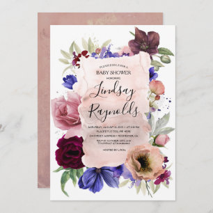 Invitation Blush Navy et le Baby shower Vintage floral de Bou