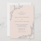 Invitation Blush & Navy Foliage dessiné à la main Mariage bot (Devant)