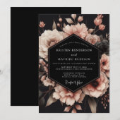 Invitation Blush Noir Bloom Wedding (Devant / Derrière)