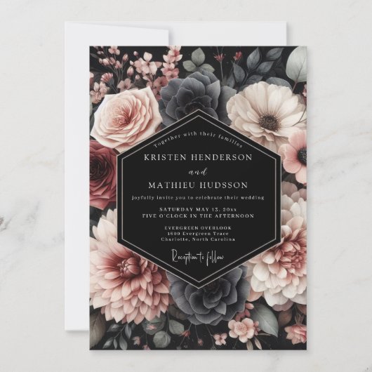 Invitation Blush Noir Chiaroscuro Wedding (Devant)