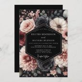 Invitation Blush Noir Chiaroscuro Wedding (Devant / Derrière)