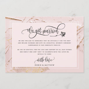 Invitation Blush Nous Nous Sommes Mariés Mariage / Elope Fair