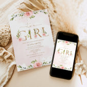 Invitation Blush or floral C'est un baby shower fille