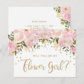 Invitation Blush Or Pastel Floral Be My Demoiselle D'Honneur (Devant / Derrière)