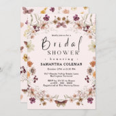 Invitation Blush Pastel Fleur sauvage Fête des mariées Boho m (Devant / Derrière)