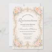 Invitation Blush Peach Baroque Quinceañera (Devant)