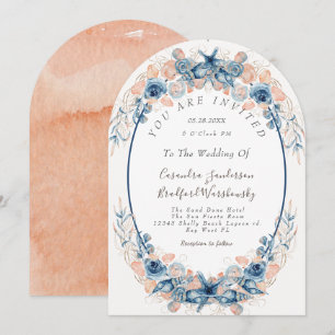 Invitation Blush Peach Beach Watercolor Shell Flower Mariage