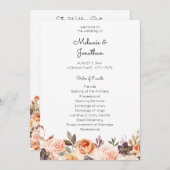 Invitation Blush & Peach Floral Mariage Ceremony Program (Devant / Derrière)