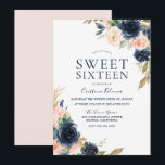 Invitation Blush Peach & Navy Sweet 16 Anniversaire<br><div class="desc">Blush Peach & Navy Sweet 16 Anniversaire Fête Invitation Voir la collection correspondante à Niche et magasin de nids</div>