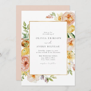 Invitation Blush & Peach Pastel Floral Garden Mariage