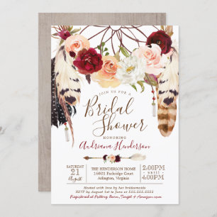 Invitation Blush & Peach Rose Dreamcatcher Boho Bridal Shower