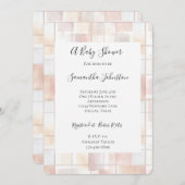 Invitation Blush Peach Squares Baby Shower (Devant / Derrière)