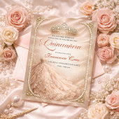 Invitation Blush & Pearl Royal Tiara quinceanera 