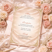 Invitation Blush & Pearl Royal Tiara Spanish quinceanera  