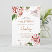 Invitation Blush Peonies Moderne Abstrait Faux Parties scinti (Debout devant)