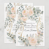 Invitation Blush Peony & Eucalyptus Botanical Floral Bridal (Devant / Derrière)