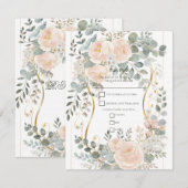 Invitation Blush Peony & Eucalyptus Botanical Floral R.S.V.P. (Devant / Derrière)
