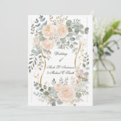 Invitation Blush Peony & Eucalyptus Botanical Floral Wedding  (Debout devant)