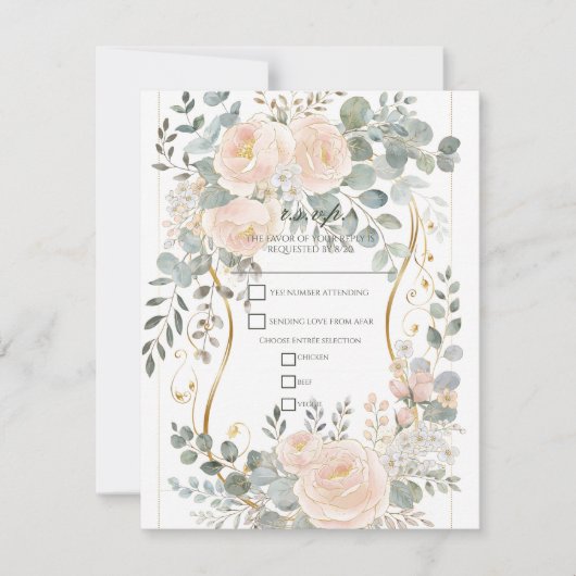 Invitation Blush Peony & Eucalyptus Botanical Floral Wedding  (Devant)