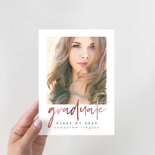 Invitation Blush Photo Graduation Party avec typographie